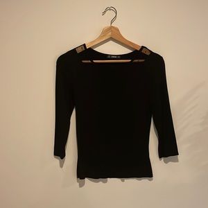 Womens Black Mesh Longsleeve Top